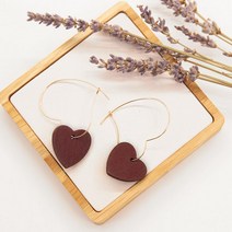 투 하트 우드 링 귀걸이