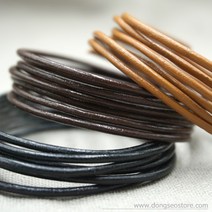 동서실업 천연 소가죽 통가죽끈2mm 90cm 가죽공예 가죽끈DIY 만들기, 02.다크브라운, 1개