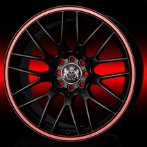 VIP KOZON 3M 휠라이트 스티커-4가지 색상 (일자 불꽃), 일자-레드(14~17인치)