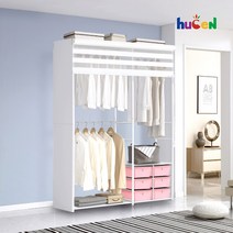 휴센 1580BRS+측판+롤스크린 옷장 드레스룸 행거, 1580BRS(핑크)+측판+롤스크린