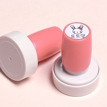 두루디자인 롤리팝 원형 스탬프, 피치핑크, 잉크 빨강
