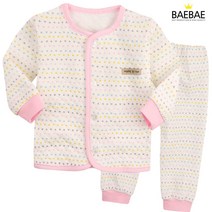 BAEBAE 유아 아기 실내복 내의 내복 겨울 상하의세트 귀염삼각보온내의(핑크)
