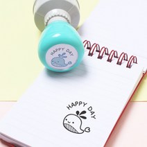 두루디자인 베이직 빅 원형 스탬프, 민트, 잉크 빨강