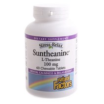 Natural Factors 스트레스-릴랙스 썬테아닌 L-테아닌 100mg 츄어블 타블렛, 60개입, 1개, 60정