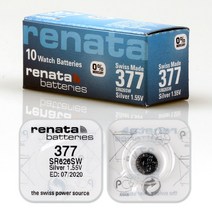 RENATA 스위스 정품 손목시계 배터리 교체 시계약 건전지, 레나타 377 (SR626SW), 1개