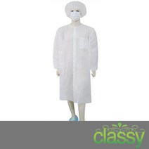 classy 방문자용가운 위생가운 병문안 식품견학 50pcs, 화이트