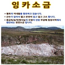 페루통상 잉카소금 굵은소금 천연소금 9Kg 건강한소금 맛있는 김장 김치 간장 고추장 된장 만들기 페루소금 천일염, 1포