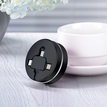CAFELE USB 고속충전 퀵차지 3in1 C타입 라이트닝 8핀 마이크로 5핀 릴타입 자동 충전 케이블, 1개, CR-300 다크블루