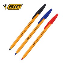 BIC 오렌지 볼펜 0.7mm 사무용 속기용 스틱볼펜 12자루, 검정(12자루)