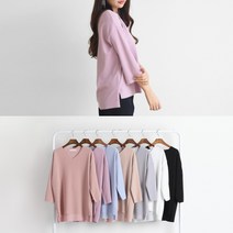 [아이맘스타일] 7부 브이넥 옆트임 컷팅 티셔츠