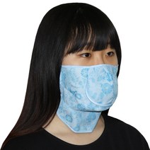 헬스데이 UV차단 등산 골프 얼굴 볼 가리개 자외선 마스크(안면.목)S, 자외선차단 마스크(안면.목) 블루(꽃무늬)
