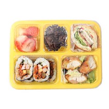 피크닉앤패키지 어린이5칸노랑도시락6개, 1세트, 1set