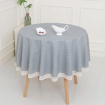 찬미디자인 레이스 원형식탁보, 마린도트 블루.lace, 원탁크기70cm용