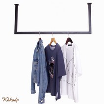 코코디피 옷가게용 주문제작 천장 벽면 부착 파이프 행거 천정 고정 헹거 옷걸이 봉, 20각 + 가로 100cm와 폭 40cm + 검정색, 1개
