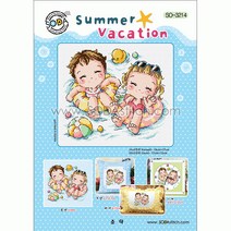 조이십자수 소다 십자수도안 큰도안 쿠션도안 시계도안, Summer Vacation(여름휴가)-[소다쿠션]도안, 1개