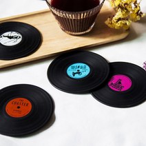 더시스 LP 컵받침 실리콘 빈티지 컵받침대, 퍼플