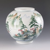 백자 산수화 단지