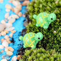 해변 비치 바다 파라솔 썬베드 튜브 닻 테라리움 재료 미니어쳐 미니어처, 테라리움-미니미니 초록 거북이 3개
