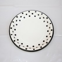 23cm 라인도트 파티접시 (블랙) 6입