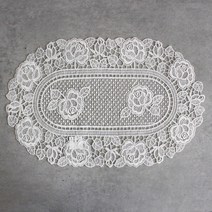 라움아트 테이블 레이스 러너 30cmx45cm, 장미 러너, 화이트