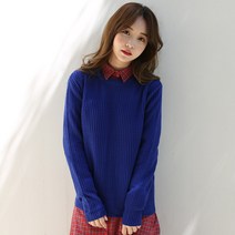 잼 여성 라운드넥 와플 니트스웨터