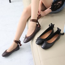 런슈즈 리본 끈 발목스트랩 발레 플랫슈즈 1cm