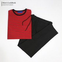 [맨즈북] 캐주얼Look 남자 오버핏 단가리티 코디세트 (긴팔+밴딩슬랙스)