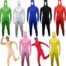 쫄쫄이의상반바지세트(성인용) 개그 연극 전신타이즈, 블루, 1개