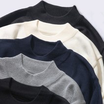 남자 가을겨울 반목폴라 니트 하프넥