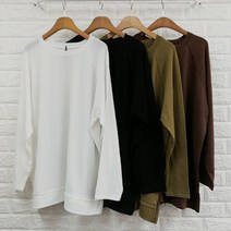 빅걸스토리 여성용 빅사이즈 기본 라운드 헤어사 긴팔 티셔츠