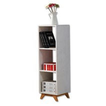 보네르스토리 슬림 원목 오픈수납장 3단 진열장, 화이트