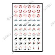 날씨스티커711(지름12mm)(7매) /일기예보스티커/원형스티커/계절스티커/견출지/눈비스티커