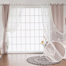 까르데코 어슈어 100%암막+플라워팟 레이스 거실커튼 4장