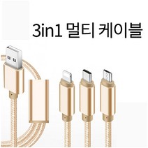 인투피온 3 in 1 멀티 로프 고속 충전 케이블 (5핀 8핀 C타입), 블랙