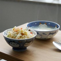 오반자이 리버스네코 공기와대접 일본 그릇 식기 공기대접세트 밥그릇세트, 리버스네코 공기와대접[하늘빛]