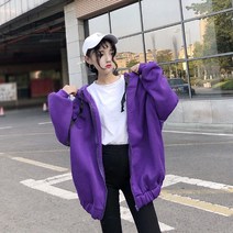 빨강몽키 A90104 여성 후드집업 백레터링 오버사이즈 루즈핏 베이직 집업