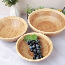 바이굿즈 대나무 우드볼 원목 원형 서빙볼 샐러드볼 나무볼, 대나무볼 소, 1개