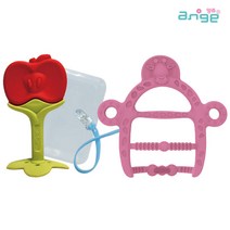 앙쥬 치발기 세트(집게끈+케이스) + 팔찌치발기 치아발육기, 사과 치발기 세트(집게끈+케이스), 팔찌 치발기 기린(핑크)