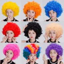 (점보가발)뽀글이 파마 점보 코믹 아프로 파티가발, 무지개