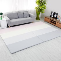 금강안전시스템 디어베베 프리미엄 폴더매트4단 1400x2000 1+1 유아폴더매트, 크림그레이 1+1