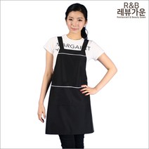 레뷰가운 AE56 얇은 앞치마 여름 큰주머니 요리학원 화원 감자탕 닭갈비 곱창 호프집 주방, AE56_검정