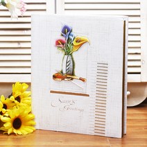 플라워 접착식 입체 앨범(20매) 양장앨범 고급앨범 포토테이블, 백합꽃