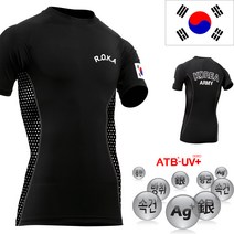 국산 어택존 ATB-UV+ 실버 3D ROKA 로카티 반팔 티셔츠 (검정) 군인 군용티