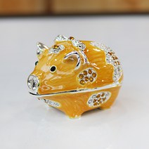 집들이야 리본 꽃돼지 보석함 돼지장식품, PIG11_리본 꽃돼지_엘로우
