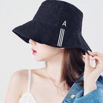 라핑 A라인 대챙 벙거지 스트라이프 버킷햇