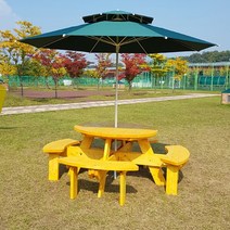 대성하우징(주) 야외테이블 방부 원형테이블 야외용 테이블 파라솔별매, 밤색