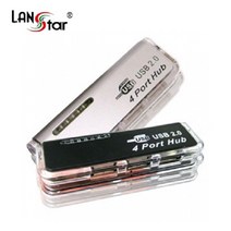 랜스타 허브 USB 2.0 HUB 4Port FE2.0 (실버 검정), 실버(LS-USB204P-SN)