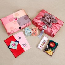 윤씨방 목단화 현금 애교 예단함 풀세트 5종, 예단보_빨강x예단용_무지