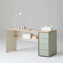 한샘 샘 책상 150cm 하부서랍형 시공, 색상:우형/메이플/그린(M)