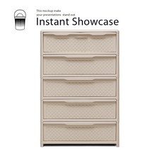 [DSP] 라탄서랍장.3~5단 슬림형.와이드형 수납.정리함.주방, 06.라탄와이드5단서랍장(아이보리 w500)